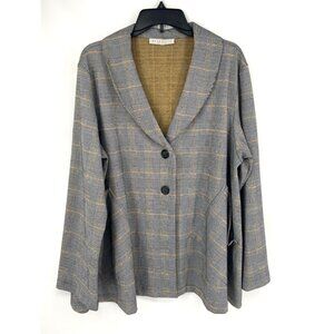Brynn Walker Womens Lagenlook Blazer Size XXL Plaid Abstract Pockets
